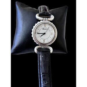 Brighton COLOGNE Watch Stainless Steel Black Leather Band Crystal New Battery
